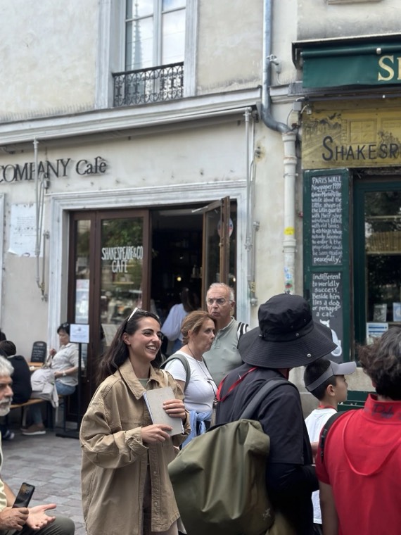 Guests outside the Shakespeare and Company café in Paris