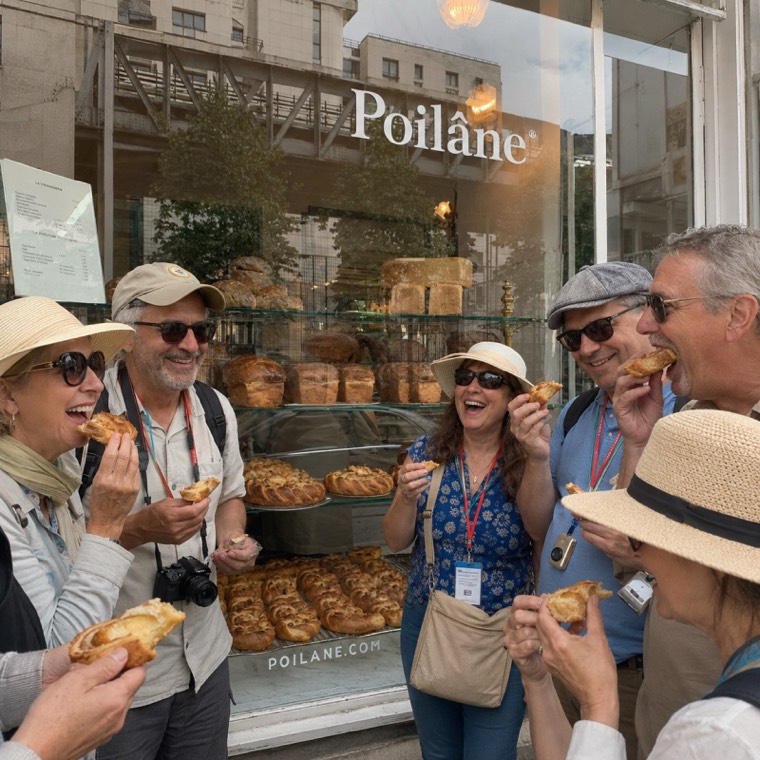 Guests enjoying pastries outside Poilâne bakery